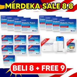 PAKEJ PROMO MERDEKA 9.9 (8 KOTAK GLUVERA + FREE 7 KOTAK GLUVERA + FREE 1 OTTAI GLUCOSE METER + FREE 1 POUCH GLUVERA TEA)